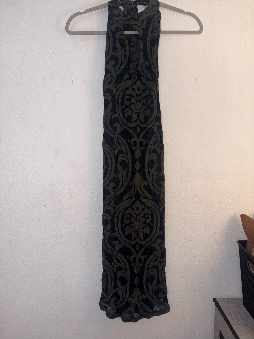 Sovereign Code Black and Olive Damask Sheer Panel